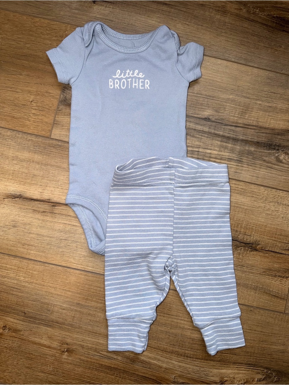 Carter's Light Blue 'Little Brother' Bodysuit and Striped Pants Set